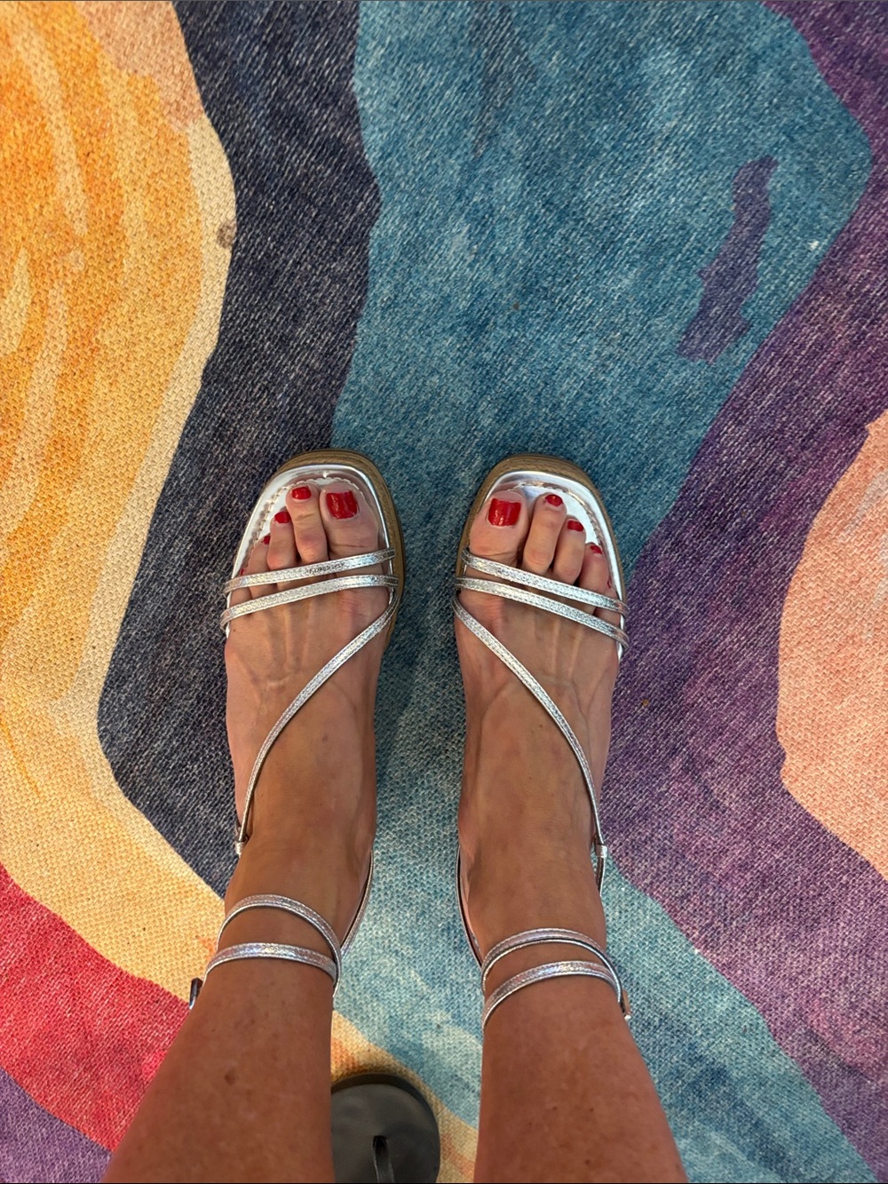 Calvin Klein Silver Strappy Ankle-Wrap Sandals